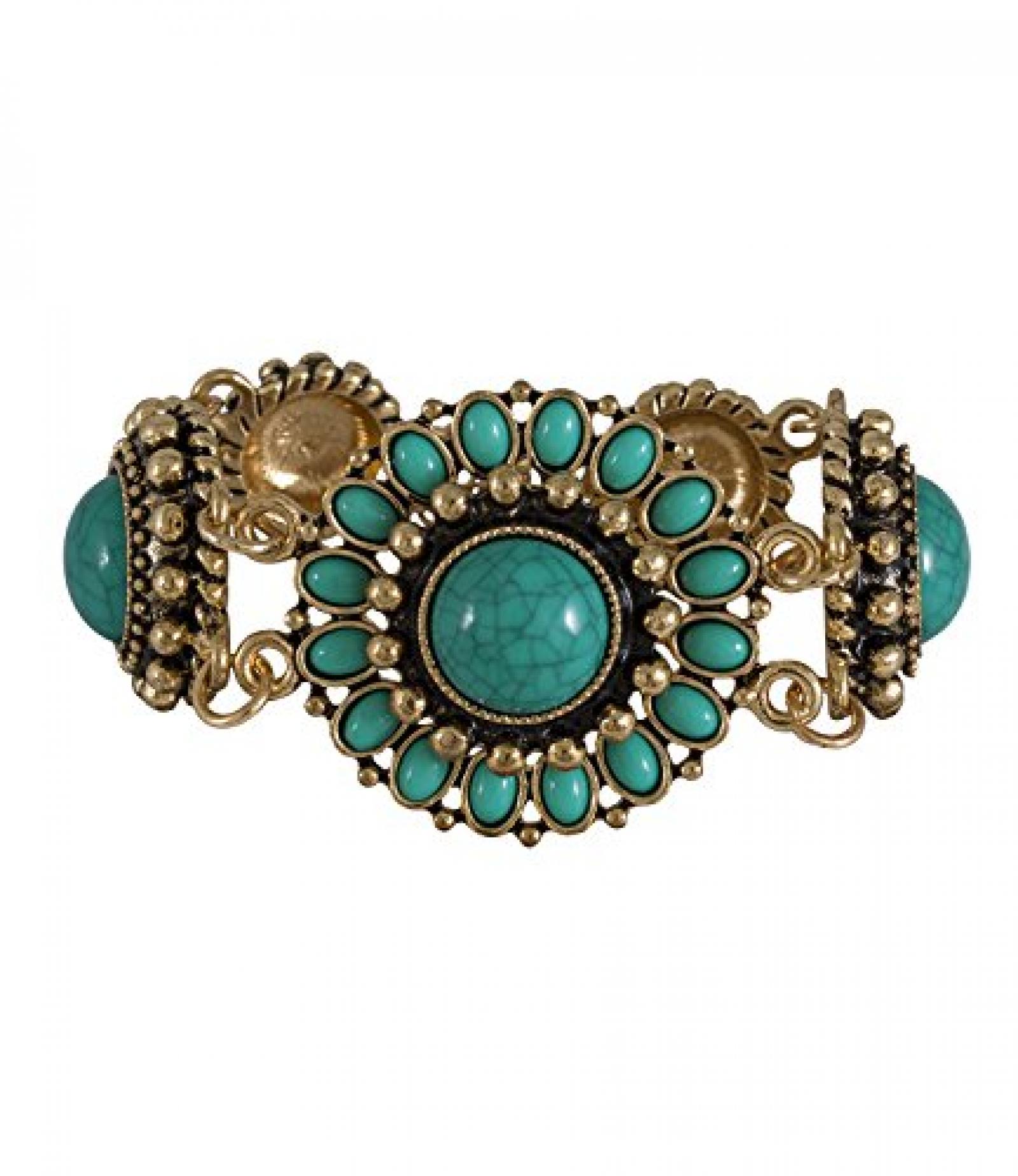 SIX "Colorfulboho" goldenes Armband mit runden Elementen in T&uuml;rkis (382-223) 